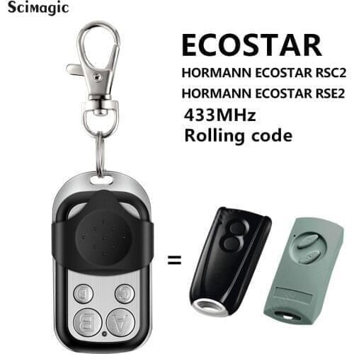 Ecostar RSE2/RSC2 433.92 MHz Remote Control Rolling Code Garage Command Gate Keychain