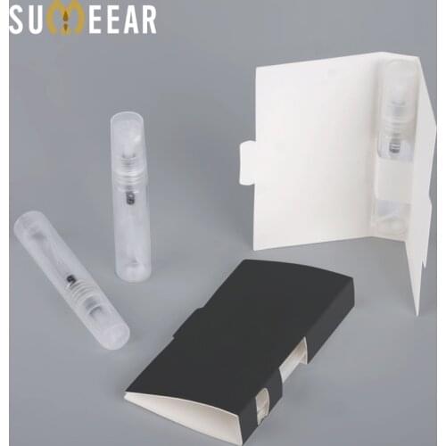 100pcs/Lot 5ml Spray Bottle Refillable Perfume Bottle with Paper Card For gift Sample Perfume Bottle Package Custom Print LOGO