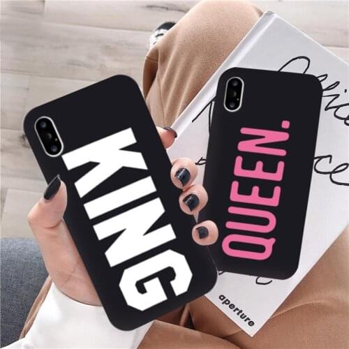 GYKZ Simple Letter King Queen Couple Case For iPhone X 11 Pro XS MAX XR 7 8 6 6s Plus Fashion Lover Phone Cover Soft Matte Coque