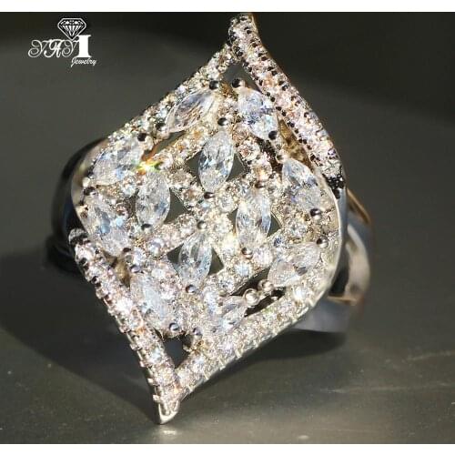 YaYI Fine Jewelry Fashion Princess Claw Set Cut White Cubic Zirconia Silver Color Engagement Wedding Party Leaves Gift Rings