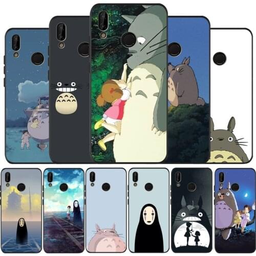 Cute Totoro Chihiro Ghibli Miyazaki Anime black soft Case For Huawei P40 P30 P20 P10 P9 Lite Pro 2019 P smart Y6 Y9 2018 cover