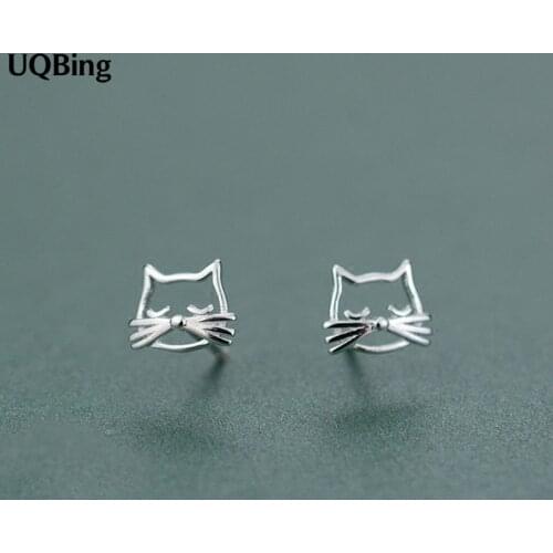 Fashion 925 Sterling Silver Cat Stud Earrings Jewelry Pendientes Brincos Drop Shipping