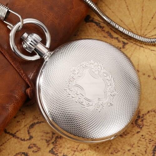 Silver High Quality Copper Shell Fine Shield Style Automatic Mechanical Pocket Watch Mens Numerals Dial Women Durable Pendant