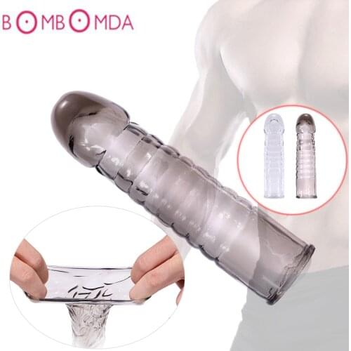 Male Penis Extender Enlargement Reusable Penis Sleeve For Men Adult Intimate Product Penis Ring Cock Ring Penis Sleeve Sex Toys