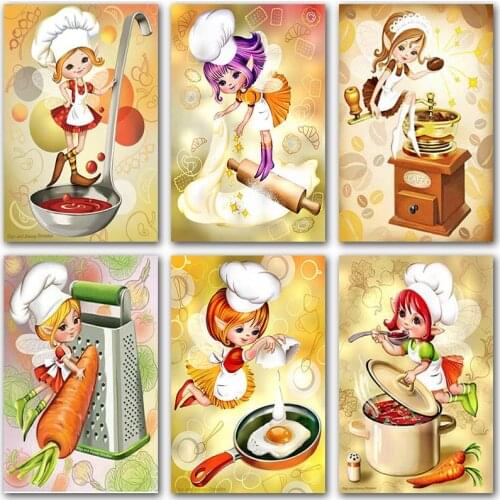 5D DIY Diamond Painting Kit Paint Cartoon little girl chef princess home decor Full Square&Round embroidery mosaic Cross stitch
