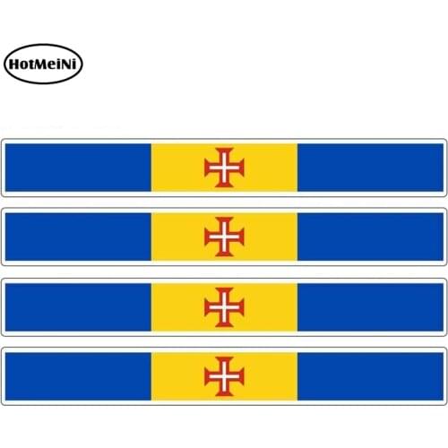 HotMeiNi 13cm x 1.7cm 4pcs Car Stripe Motorcycle Racing Flag Sticker Car Body Decal Bike Moto Madeira Portugal Car Stickers