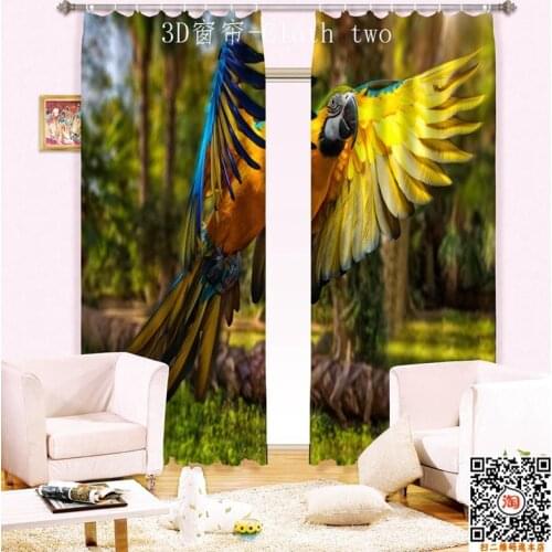 The New High-grade Global Limited Jungle Parrot To Create Shock 3D Blackout Curtains Finished Decorative Livng Room Curtains