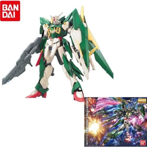 Original Bandai Gundam Anime Figure MG 1/100 FENICE Gundam Fenice Rinascita Effects Model Modification Anime Action Figures Toys