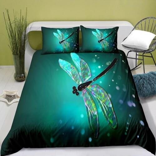 3D Printing Dragonfly Style Duvet Cover with Pillowcase Bedroom Decoration Queen Size Bedding Bedroom Set King Size Bed