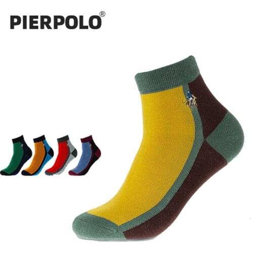 2020 NEW Men Socks High Quality PIER POLO Brand Fashion Cotton Socks Embroidery Short Funny Socks Men