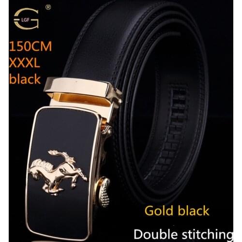 2017 LGF horse Design Automatic RATCHET AGIO Buckle Cowhide Leather belt men 110cm-150cm Luxury belts for men long belt