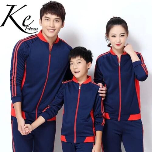 KE 2021 Spring and autumn leisure sports suit men women kids family long-sleeved jacket with zipper tracksuit men sportset women
