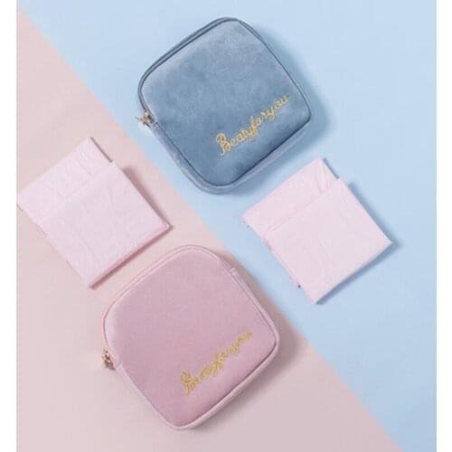 Diaper Sanitary Napkin Storage Bag Canvas Pad Makeup Bag Coin Purse Jewelry Organizer Credit Card Case Tampon Packaging