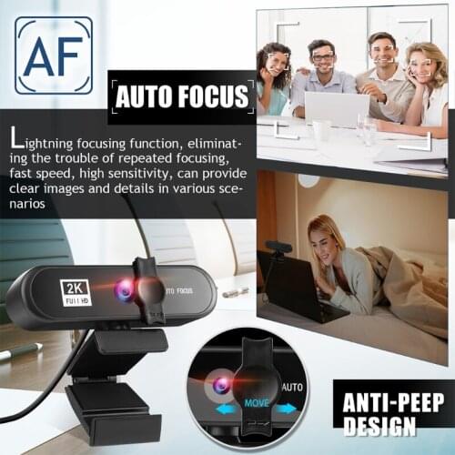 28EA 2K Full 1080P Web Camera for PC Computer Laptop Video Record Auto Focus Lens WebCam With Microphone Privacy Cover