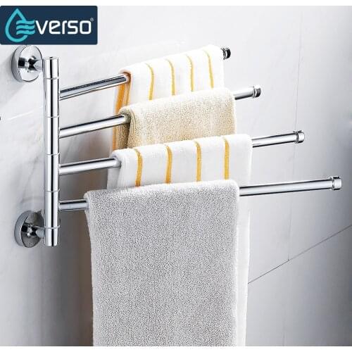 Everso Stainless Steel Towel Bar Rotating Towel Rack Bathroom Kitchen Wall-mounted Towel Polished Rack Holder Hardware Accessory