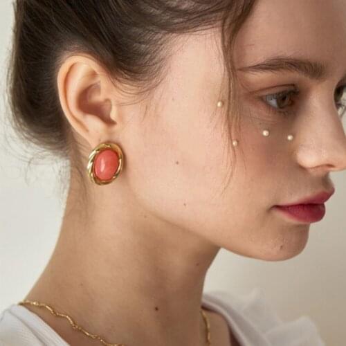 Round ball Beads Natural Stone Stud Earrings For Women Elegant Fashion Jewelry Brincos Aretes Female Dropping