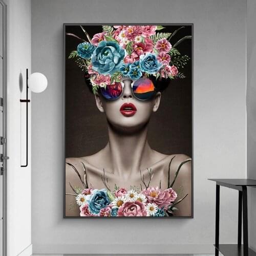 Flower Woman Modern Art Canvas Piantings On the Wall Art Posters And Prints Abstract Sexy Woman Canvas Pictures Home Wall Decor