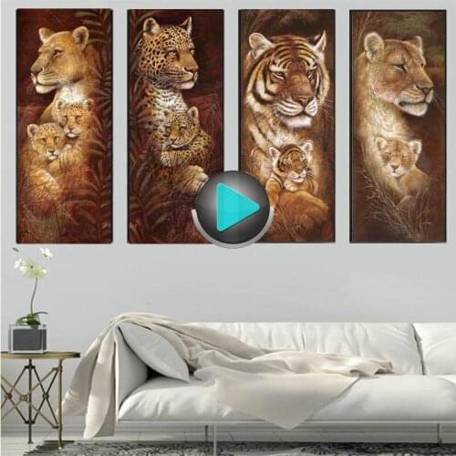Animal Diamond Embroidery 5D DIY Diamond Painting Christmas Tigers And Giraffes Cross Stitch Full Square round Rhinestone Mosaic