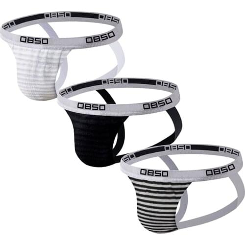 3 Pcs/lot Men Thong Underwear Set Sissy Jockstrap Gay Sexy Thongs Bikini Cotton Wholesale Mens Panties Free Shipping Dropship