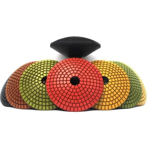 4 Inch 8pcs Diamond Convex Polishing Pad Bowl Type Arc Stone Marble Granite Convex Grinding With Rubber Back Wet Use Bowl