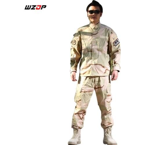 WZJP Army Military Tactical Uniform Shirt + Pants Sansha Camouflage Combat Uniform US Army Mens Clothing Suit Airsoft Hunting