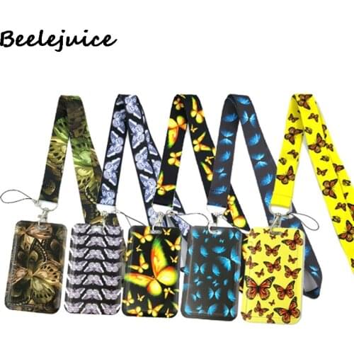 Monarch Butterfly Neck Keychain Necklace Webbings Ribbons Anime Cartoon Neck Strap Lanyard ID badge Holder Keychain Lanyards