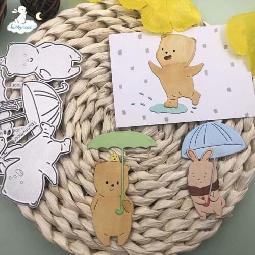 Bunnymoon Rainy animals Metal Cutting Dies 3D DIY Scrapbooking Carbon Sharp Craft Die Photo Invitation Cards Decoration