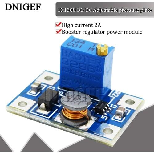 DNIGEF 1PCS SX1308 DC-DC Converter SX1308 2A Step-up Module Adjustable Power Module Booster