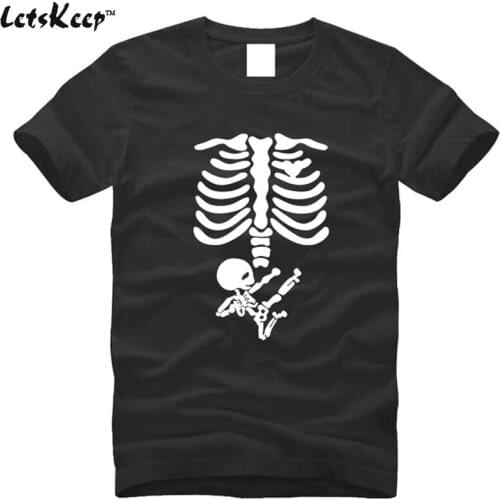 2017 LetsKeep creative mens skeleton t shirts cotton funny bone t-shirt for men women S-3XL Mom Kicking Baby printed tops, MA348