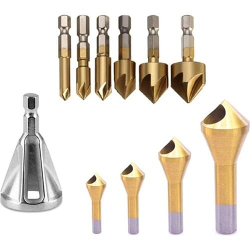 External Chamfer Tool Stainless Steel Remove Burr Tools, 90 Degree Center Punch Tool Sets For Wood Quick Change Bit