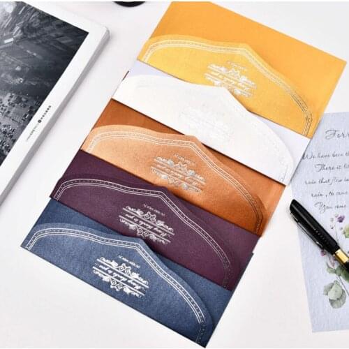 5pcs 8.5*16.5CM European style elegant hot stamping envelope with card Wedding Invitation Office Stationery