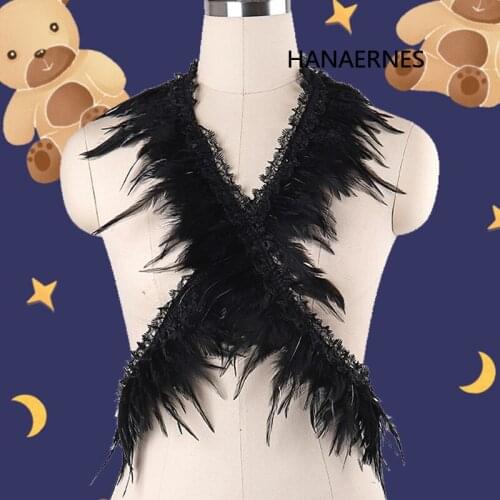 Cosplay Costume Party Body Cage Harness Bra Natural Feather Shrug Shawl Shoulder Cape Gothic Collar Plus Size Feather Underwear