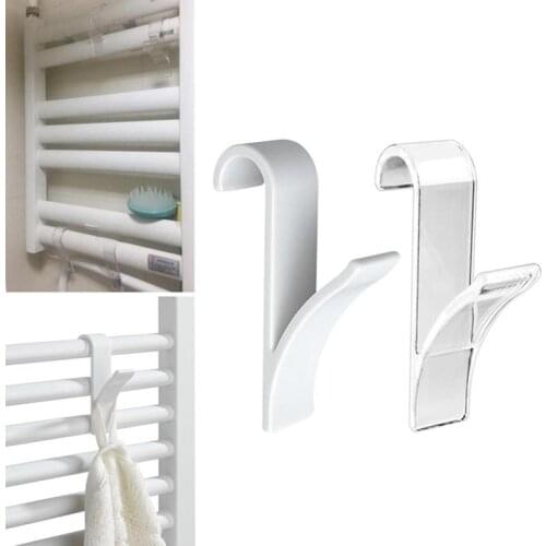 5pcs White Clear Hooks For Heated Towel Rack Radiator Bracket Bathroom Hook Clothes Hanger Soft Scarf Rack Towel Rack Holder