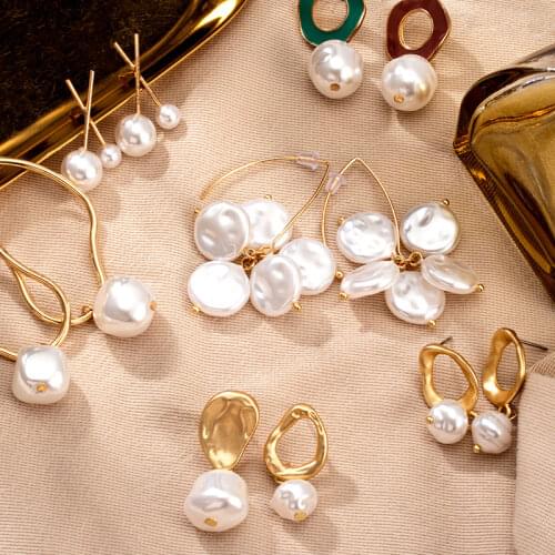 LOVR Statement Large White Pearl Dangel Earrings For Women Simulation Pearl Drop Earrings Fashion Banquet Accessories Jewelry