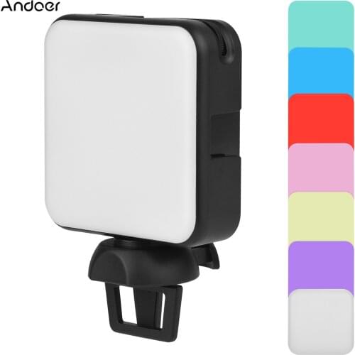 Andoer W64 Mini Photography Lamp Portable On-Camera LED Light 2500K-6500K Dimmable with Adjustable Brightness 3 Cold Shoe Mount