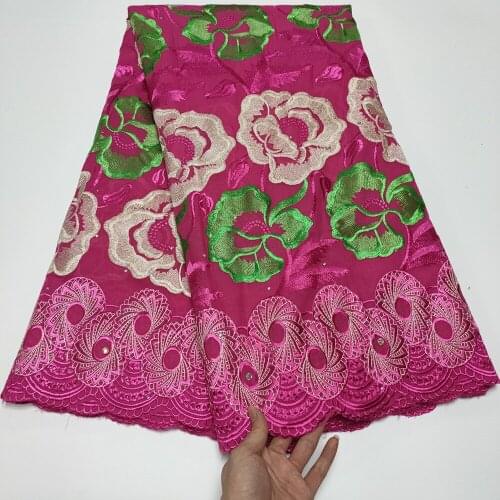 2021 NEW French Net Lace Fabric High Quality Nigerian African 100% Cotton Lace Fabric With Stone 5 Yards For Women Dress A8309