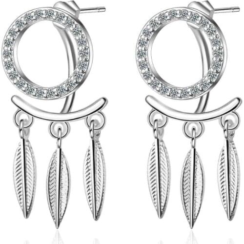 New Micro Zircon Dream Catcher Tassel Earrings Trend Creative 925 Sterling Silver Pendientes Jewelry Boucle D'oreille SAE98
