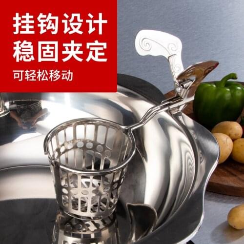 Stainless steel open and close type hot pot leaky spoon commercial household spoon with hook colander strainer chafingdish tool