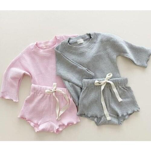 Toddler Baby Girl Cotton Kids Outfits Autumn Kids Boys Clothing Set Newborn T-shirts Tops+Shorts Tracksuits 6M to 3 Year