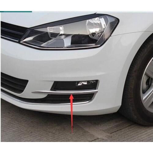 Front fog light lamp frame stick ABS Chrome trim hood panel frame 2pcs for Golf7 Golf 7 2014 2015 2016