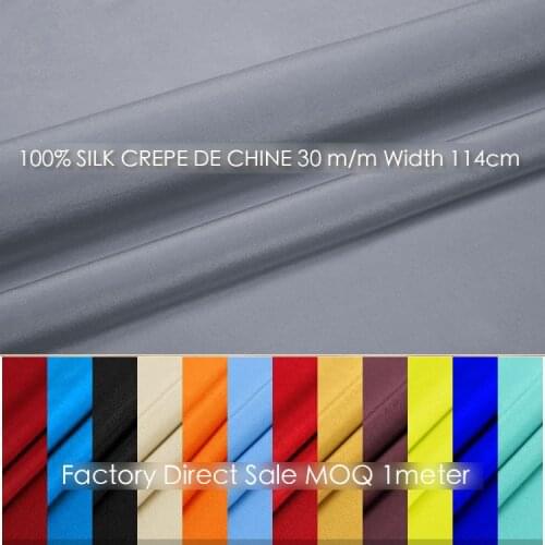 SILK CREPE DE CHINE 114cm width 30momme100%Silk Mulberry Suit Coat Fabrics Matt Coat Silk Material Supplier MOQ 1 meter