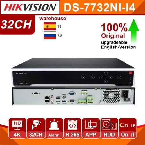 Hikvision 32CH 4K NVR POE DS-7732NI-I4 16CH H.265 NVR for IP Camera Support Two Way Audio 12MP P2P APP IPC Surveillance System