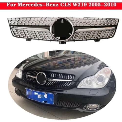 Car styling Middle grille for Mercedes-Benz CLS W219 2005-2010 ABS plastic Silver Black front bumper grill Auto Center Grille