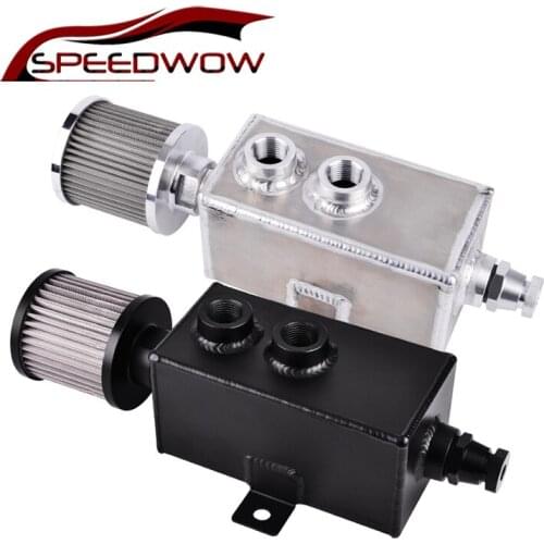 SPEEDWOW Universal Aluminum 3L Oil Catch Can Reservoir Tank / Oil Catch Tank With Breather Filter+Drain Tap