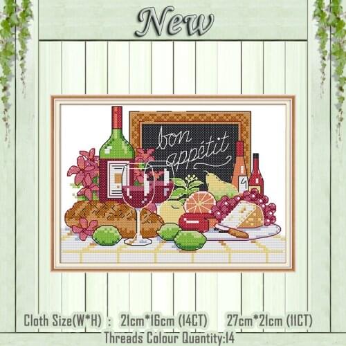 Wine fruits decor diy paintings counted printed on the canvas DMC 11CT 14CT kits Chinese Cross Stitch embroidery needlework Sets