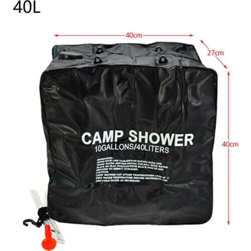 40L Large Capacity Water Bags Outdoor Camping Solar Heating Folding Hiking Climbing Bath Equipment Shower Head Switchable