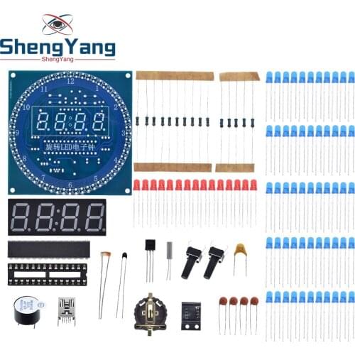 DS1302 Rotating LED Display Alarm Electronic Clock Module DIY KIT LED Temperature Display