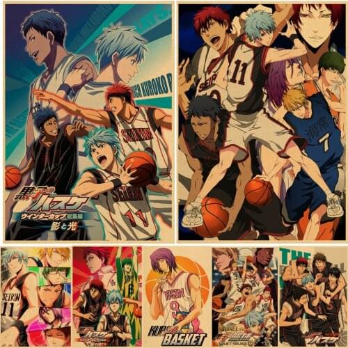 Japanese Anime Kuroko No Basket Poster Vintage Kawaii Cartoon Kraft Paper Home Room Art Print Wall Stickers Decoration Painting