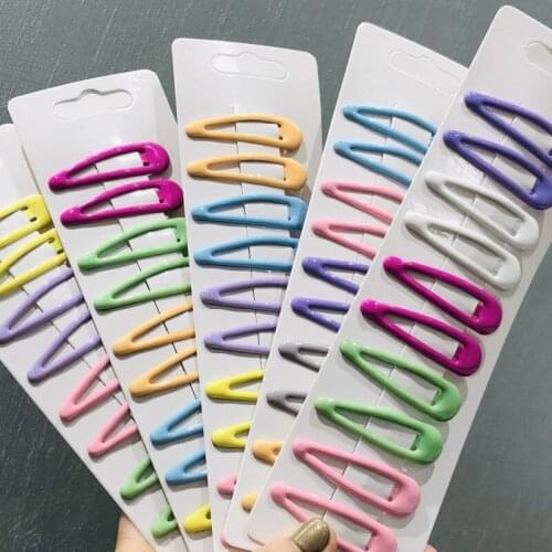10Pcs/set 5cm Snap Hair Clips BB Hairpin Color Metal Barrettes for Baby Children Women Girls Styling Hair Accessories