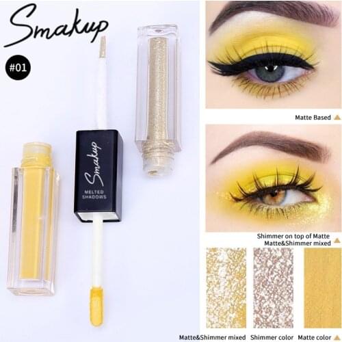 Yellow Double Liquid Eye Shadow Brightening Eye Shadow Long-lasting Matte Shimmer Eyeshadow Diamond Pearlescent Eye Makeup